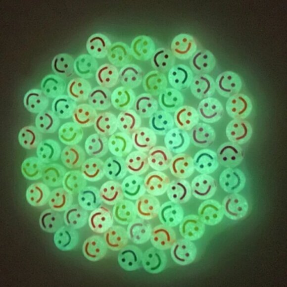 Glitter Kandi Friendship Bracelet Set with Glow in Dark Smiley Face - Picture 4 of 5